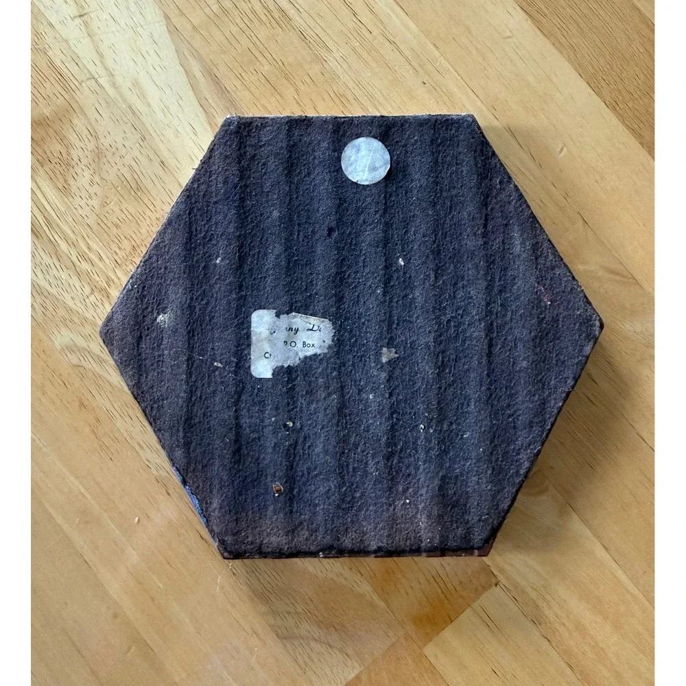 Vintage Ginger Ceramic Hexagon Trivet 6.5